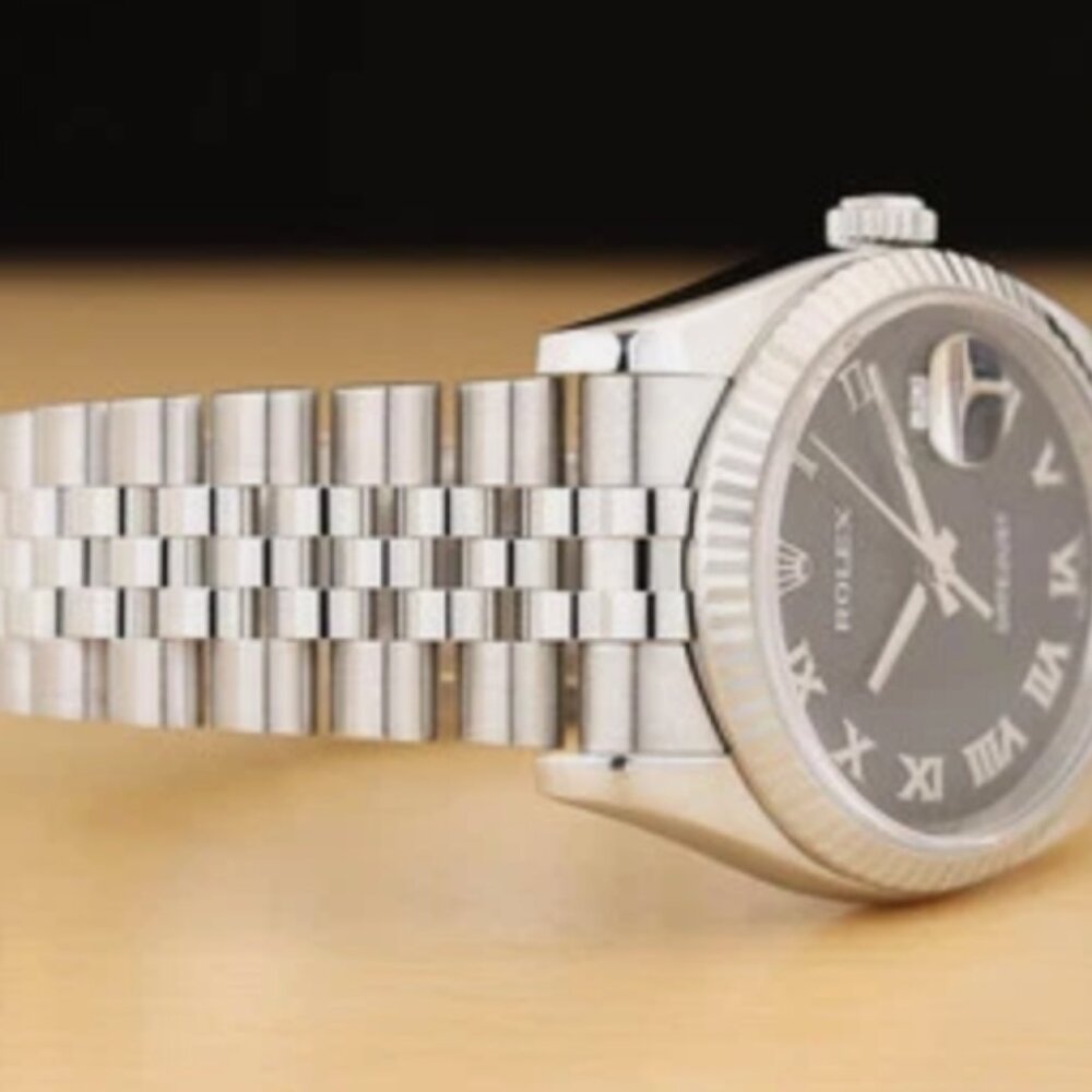 ROLEX MENS 18K BLACK DIAL DATEJUST WATCH - Picture 6 of 8